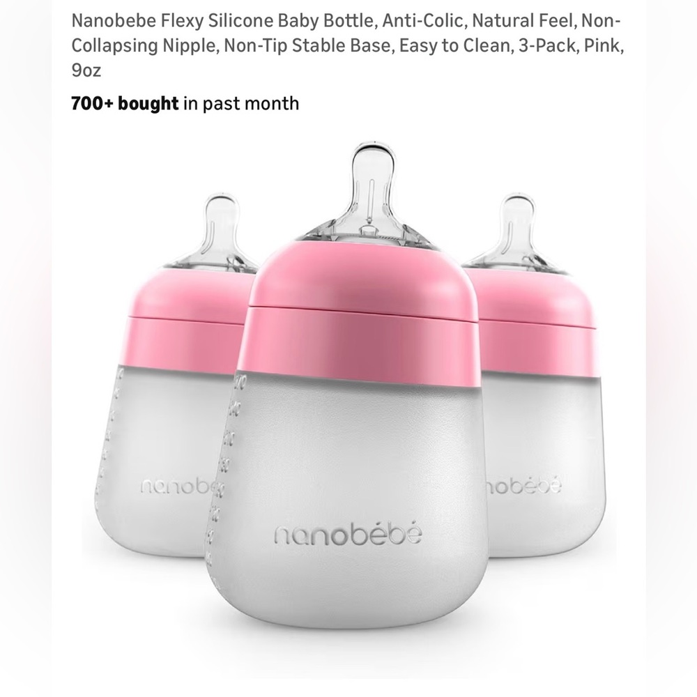 Nanobébé Pink Silicone Baby Bottles